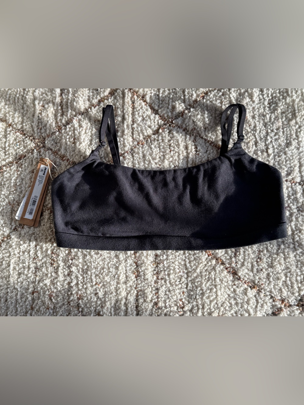 SKIMS Cotton Jersey Scoopy Bralette Soot Black Size Small NWT
